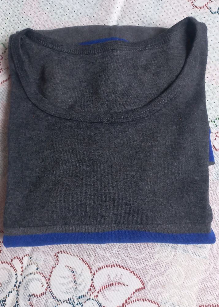 Gray and Blue Trimmed T-Shirt