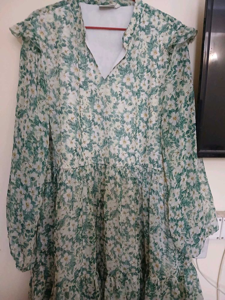 Flower Print Short Mini Dress