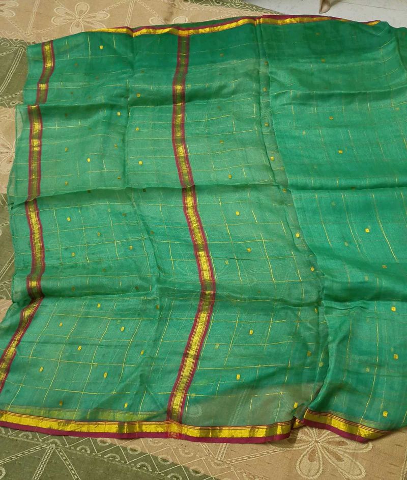 Green Checked Saree