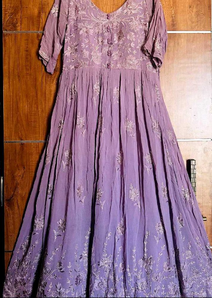Embroidered Purple Anarkali Dress
