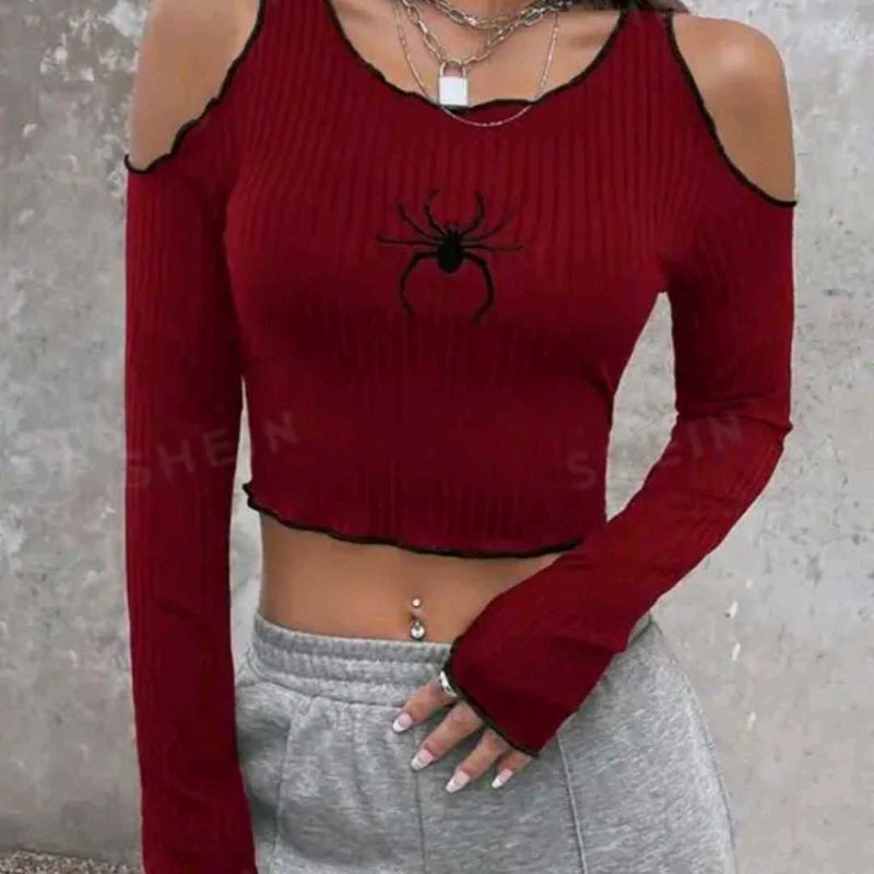 Red Spider Web Crop Top