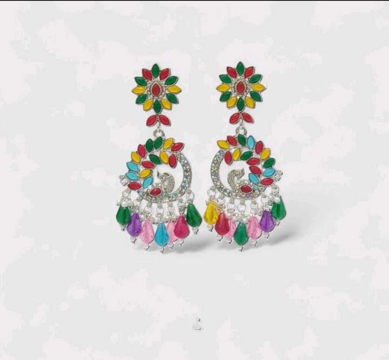 Colorful Peacock Dangle Earrings