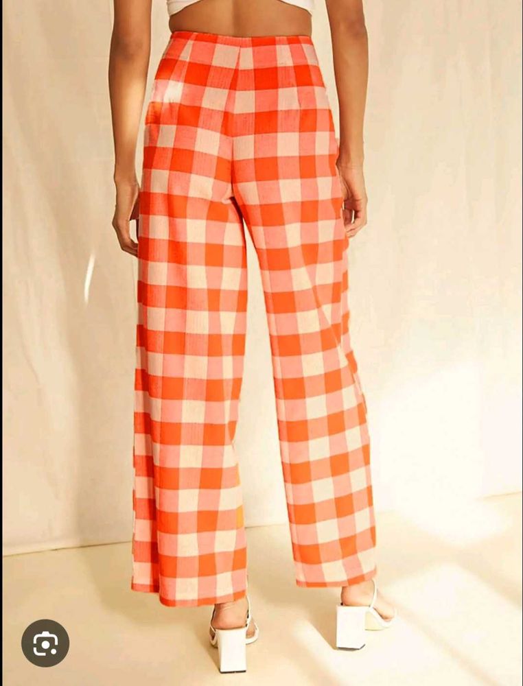 Checkered Wide Leg Pants