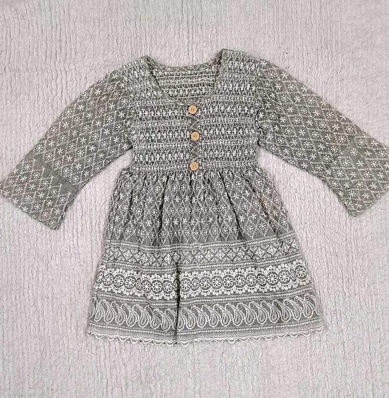 Grey Embroidered Top For Women