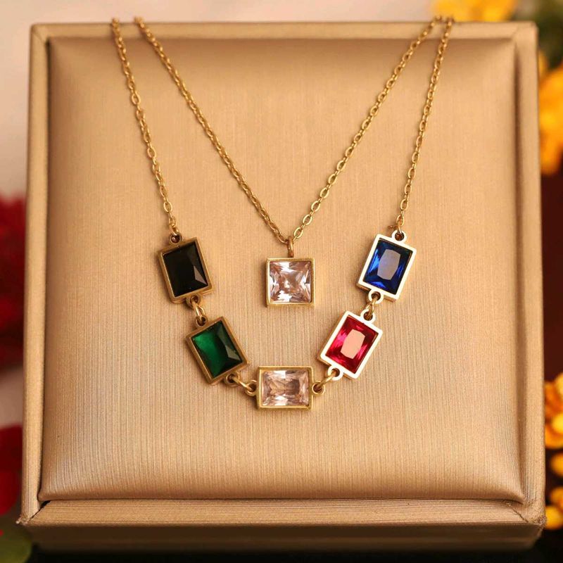 Anti Tarnish Colorful Gemstone Necklace Set