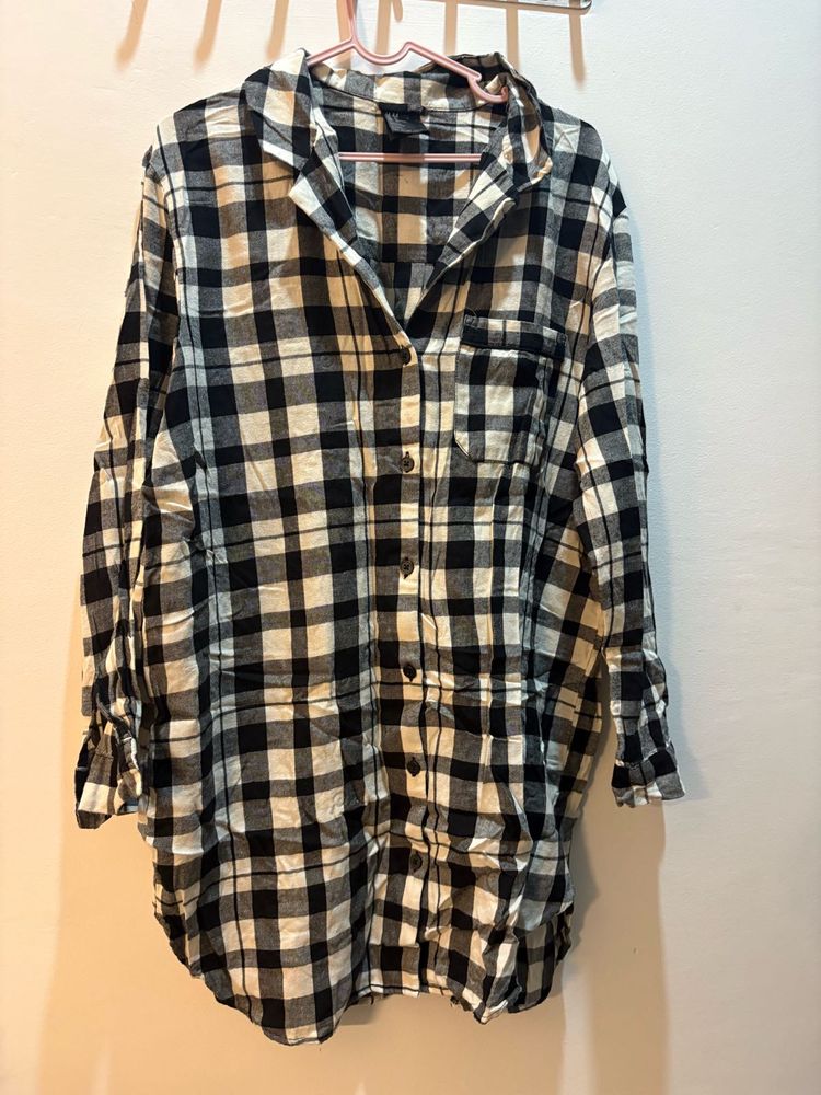 Plaid Flannel Sleep Shirt H&amp;M