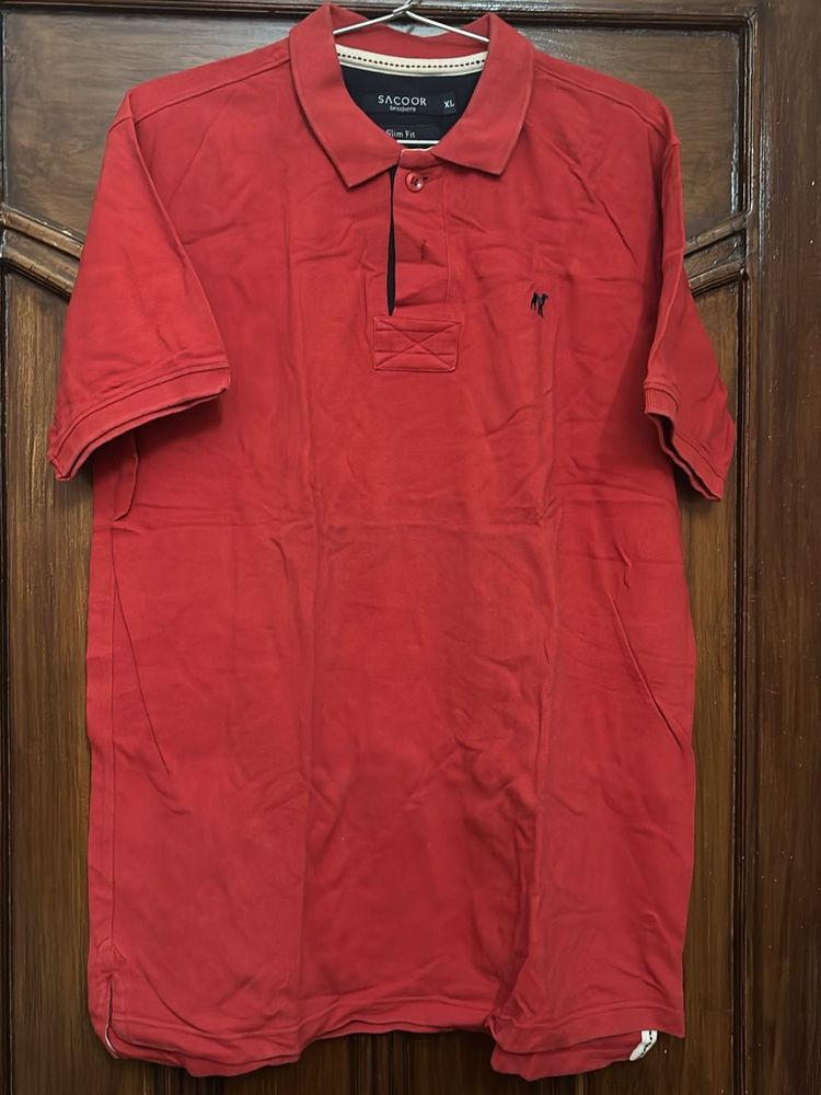 Sacoor Brothers Red Polo Shirt - XL