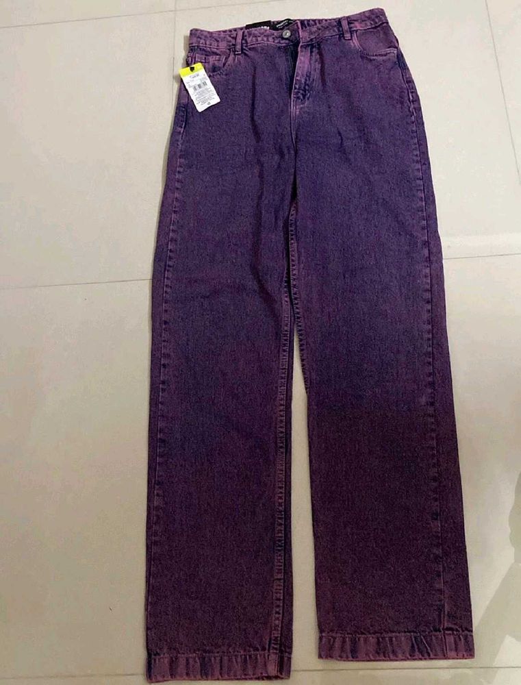 Purple Denim Wide Leg Jeans
