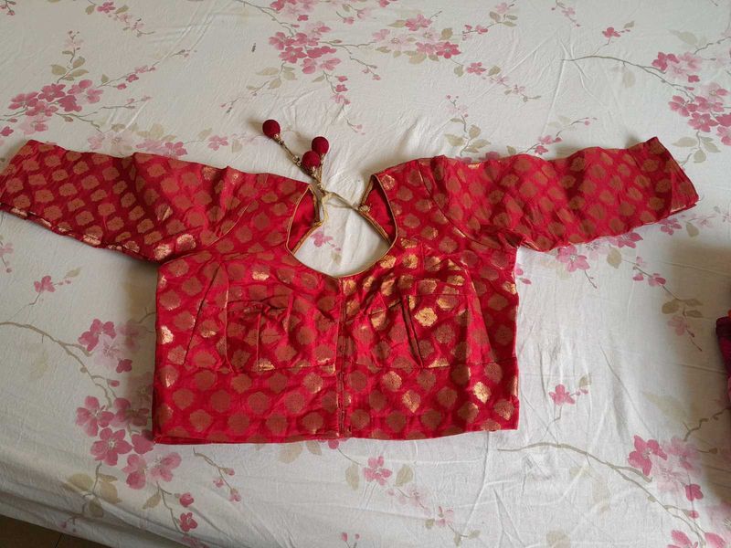 Red Brocade Blouse