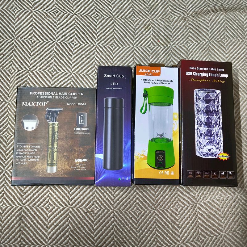 Trimmer, Juicer Bottle, Temperature Bottle, Lamp