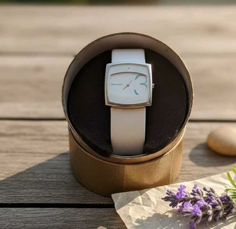 Fastrack White Leather Watch + Pendrive FREE