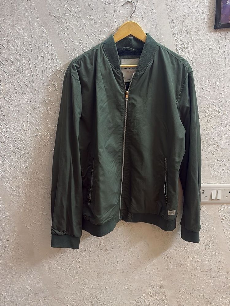 Jack &amp; jones Olive Green Bomber Jacket