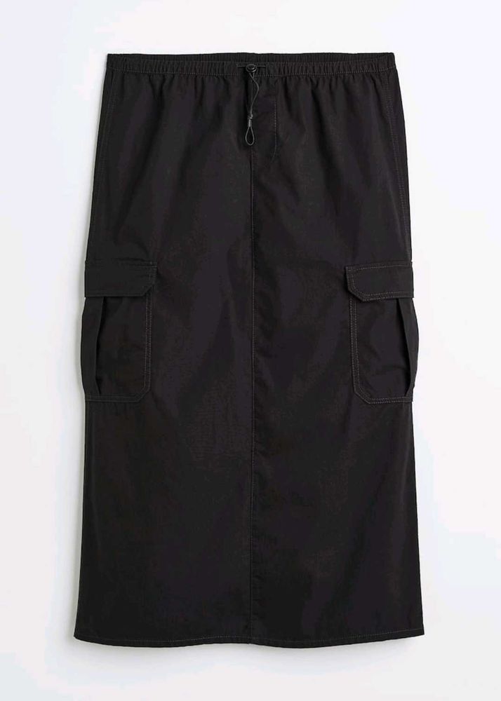 Black Cargo Parachute Skirt