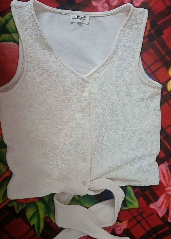 Cute White Sleeveless Top