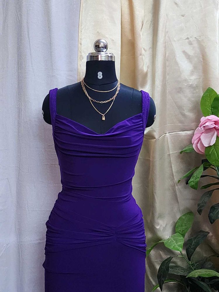 Purple Ruched Bodycon Dress, Price Fixed!..