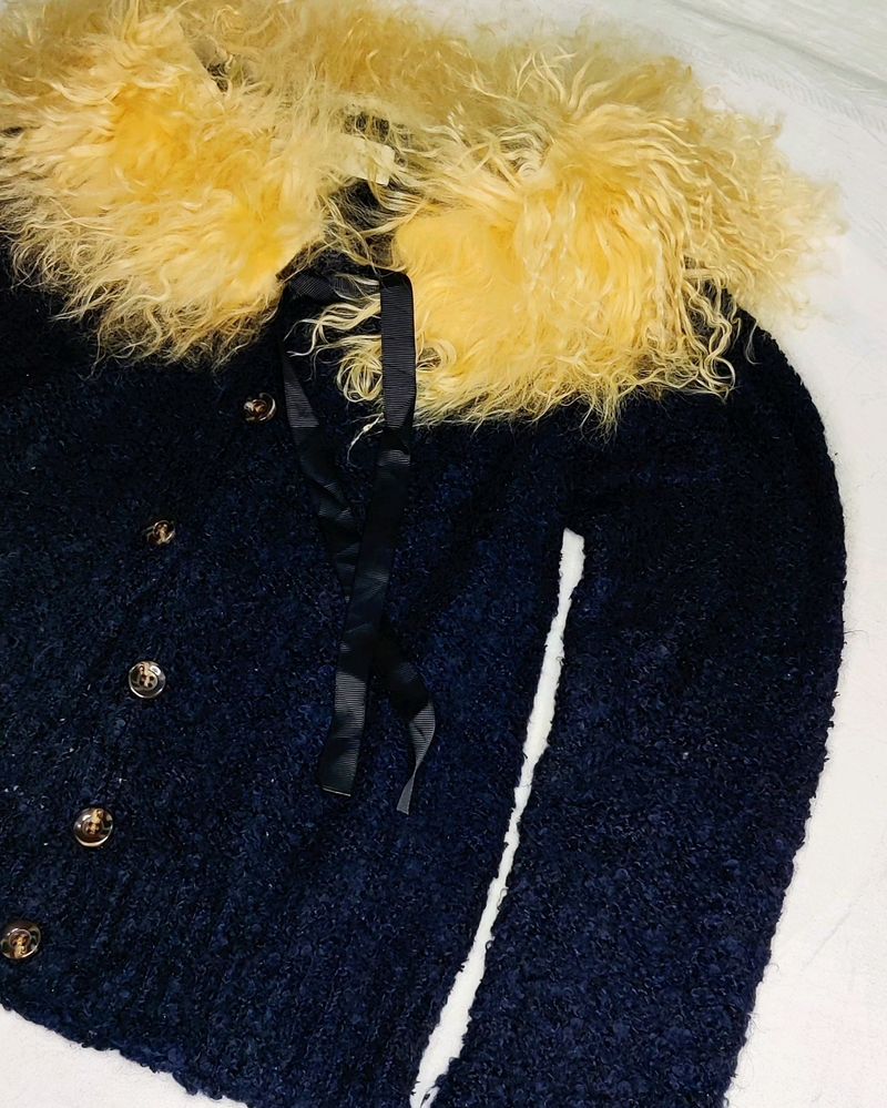 PARTY WEAR WOOLEN TOP WITH REMOVABLE FUR