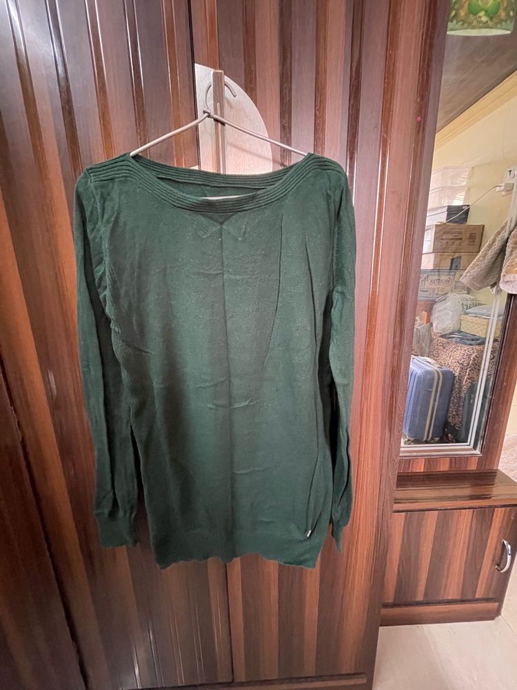 Clearance Sale Bottle Green Color Winter Wear Top