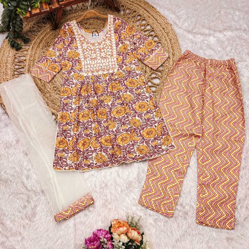 New Launcing Yellow Printed Kurta  with Pant
