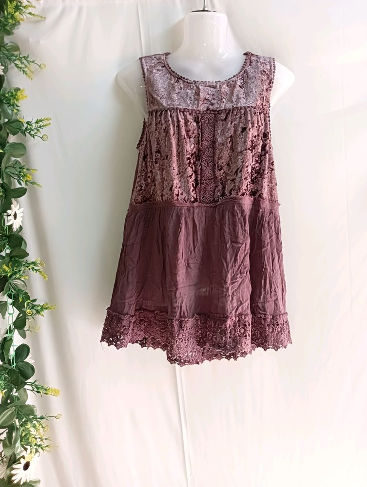 Knox Rose Purple Velvet &amp; Lace Dress