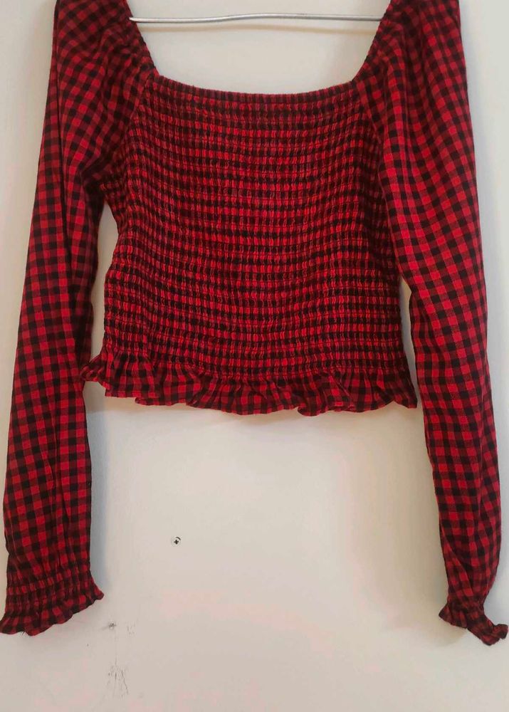 Cute Gingham Print Top❤️🖤