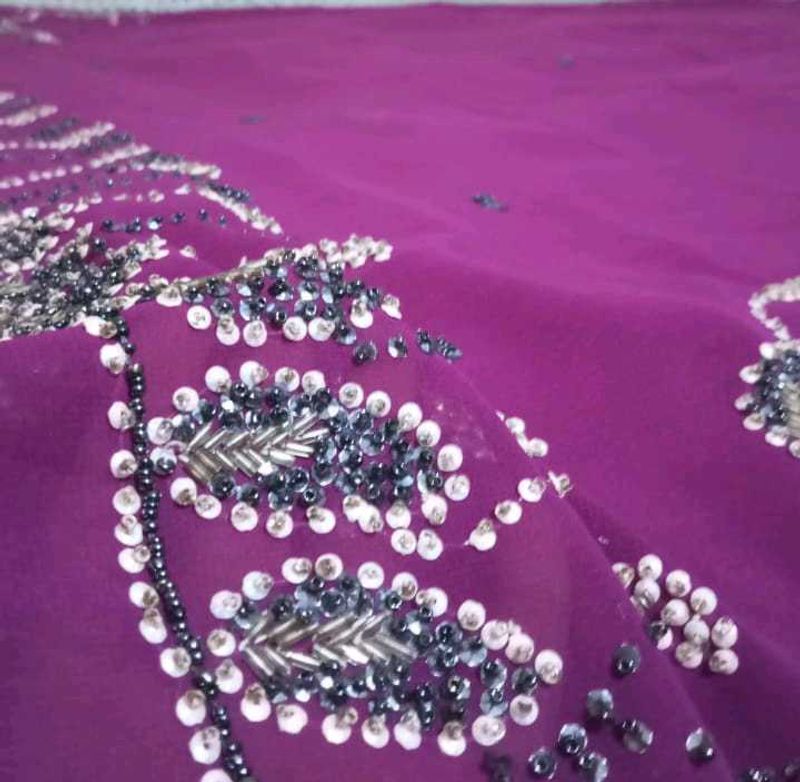 Purple handwork saree