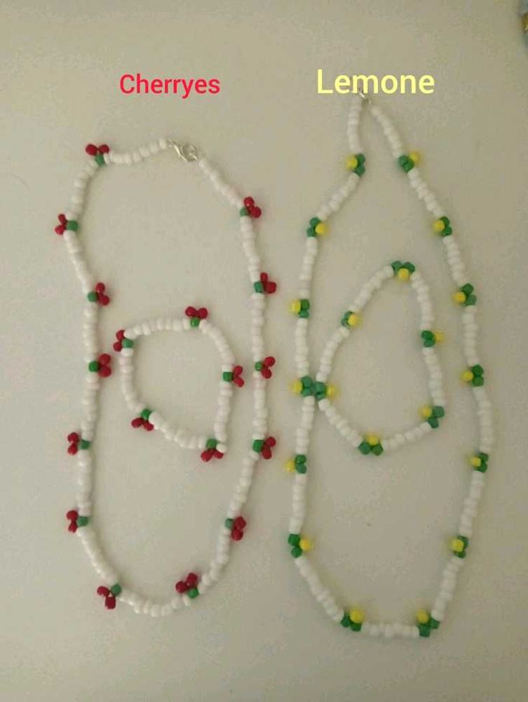 Beaded Cherry &amp; Lemon Necklace Set