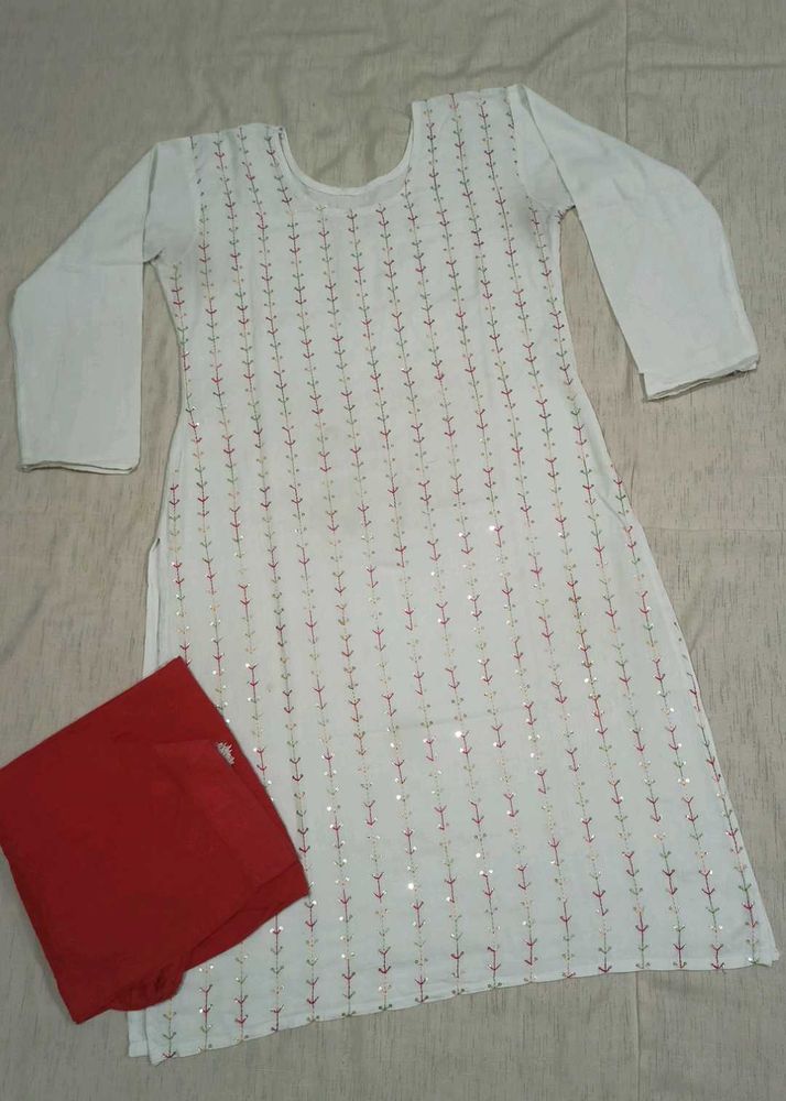 White Embroidered Kurta Set
