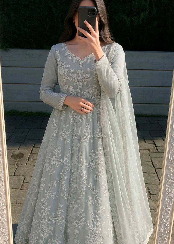 ✨Pakistani Heavy Embroidered Net Maxi Dress