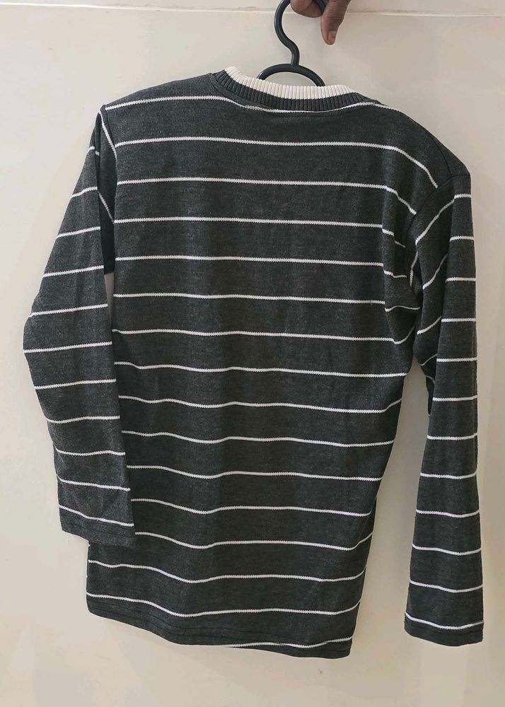 Striped Grey Long Sleeve T-Shirt