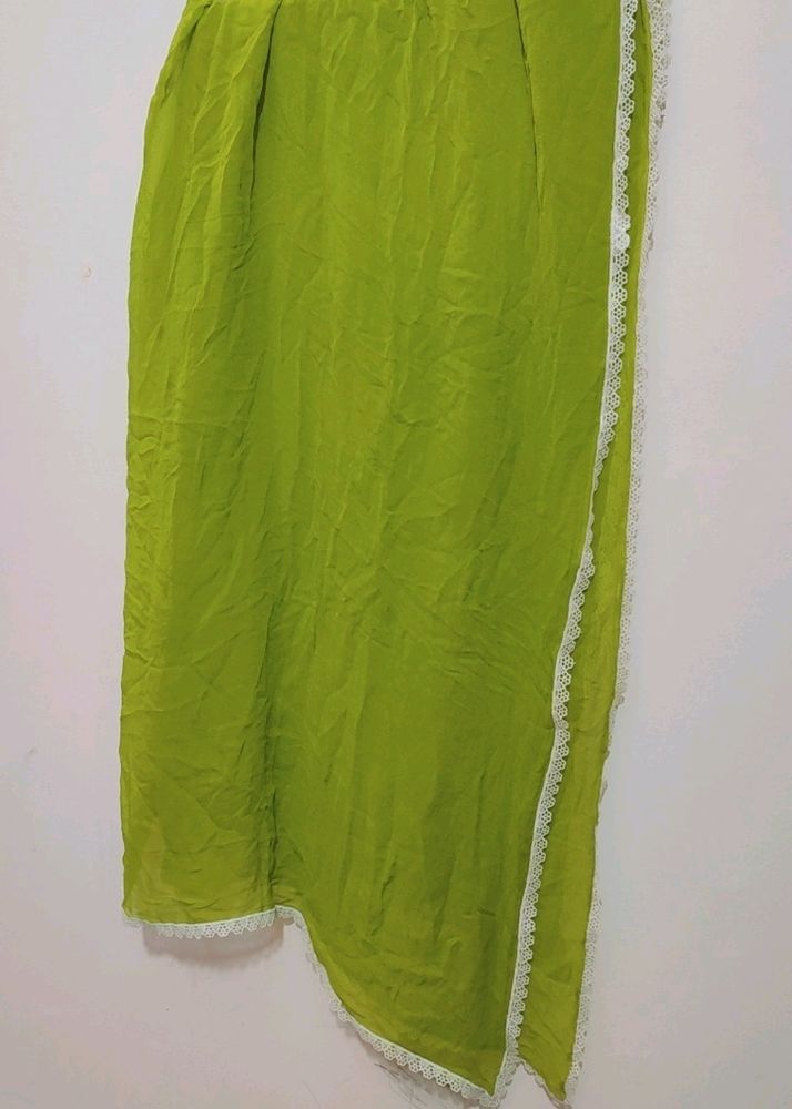 Green Dupatta White Lace