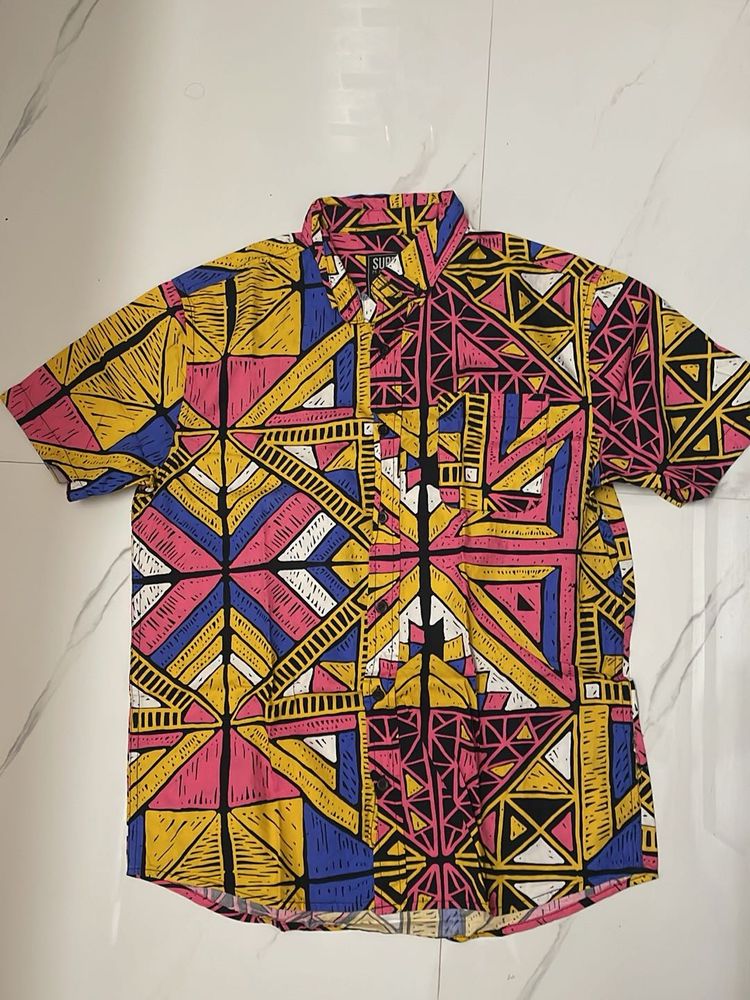 Vibrant Geometric Print Shirt- Unisex