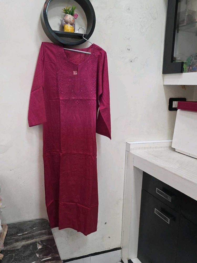 Pink Embroidered Kurta