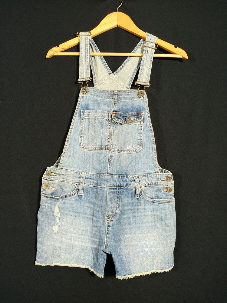 Blue Denim Dungree Shorts (Women's)