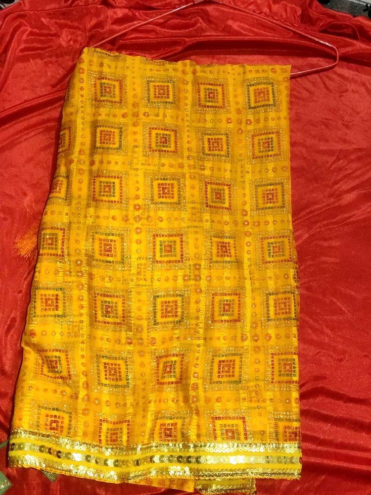 Yellow Sequin Saree