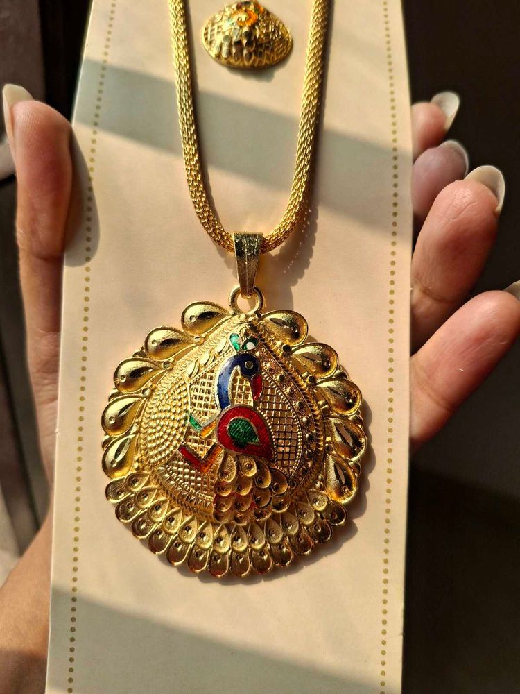 Gold Plated Necklace With Earings