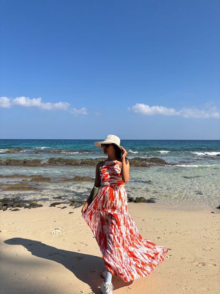 Halter Neck Orange Maxi Dress