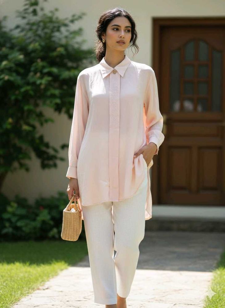 Vintage Peach Button-Up Shirt