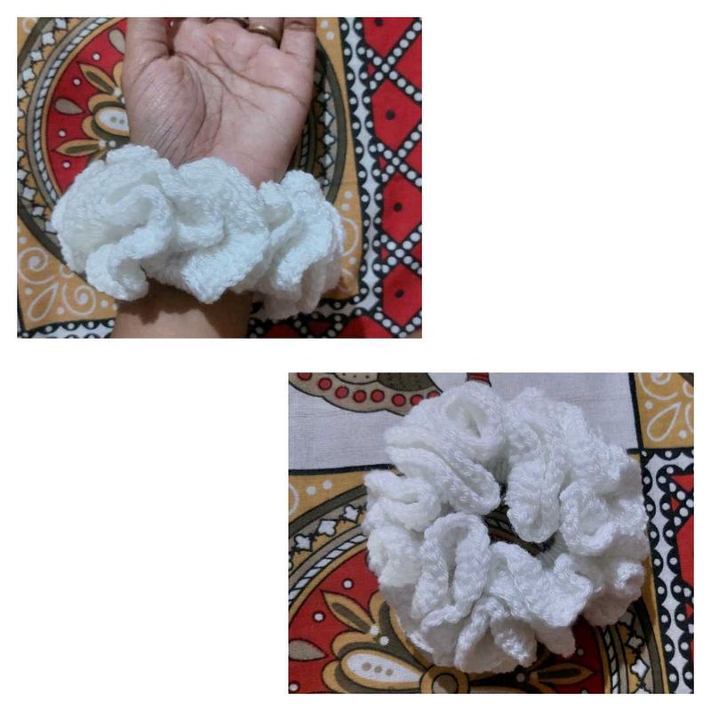 White Ruffle Scrunchie.
