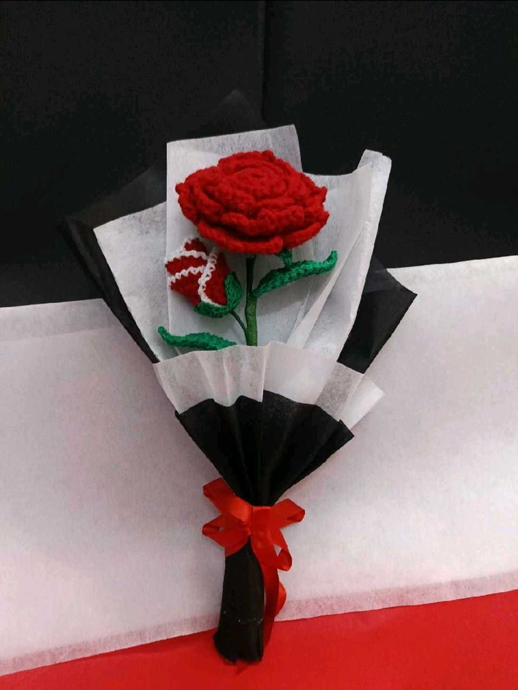 Handmade Crochet Rose Flower Bouquet