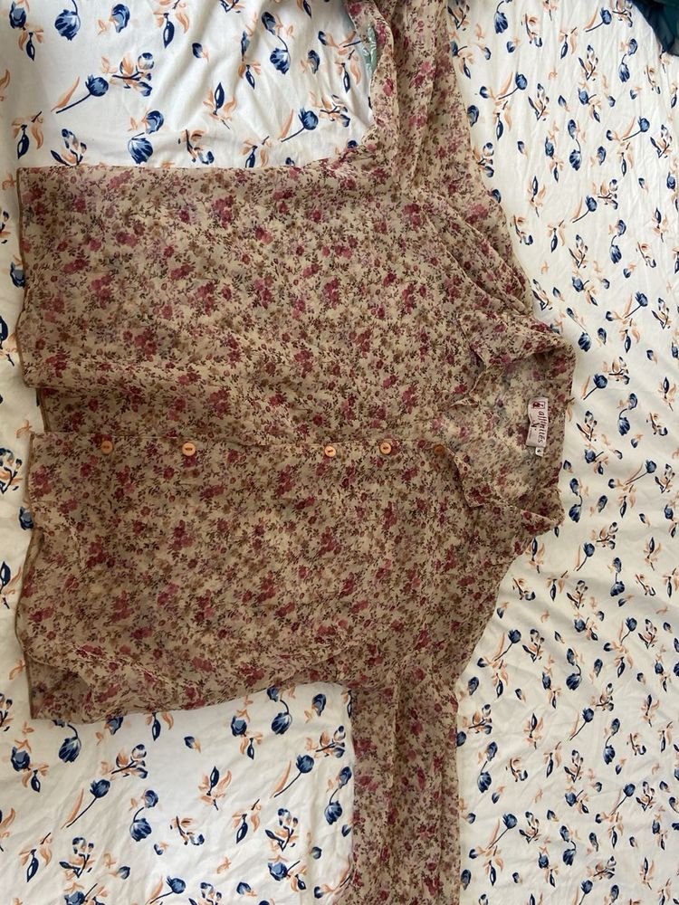 Floral Chiffon Button-Up