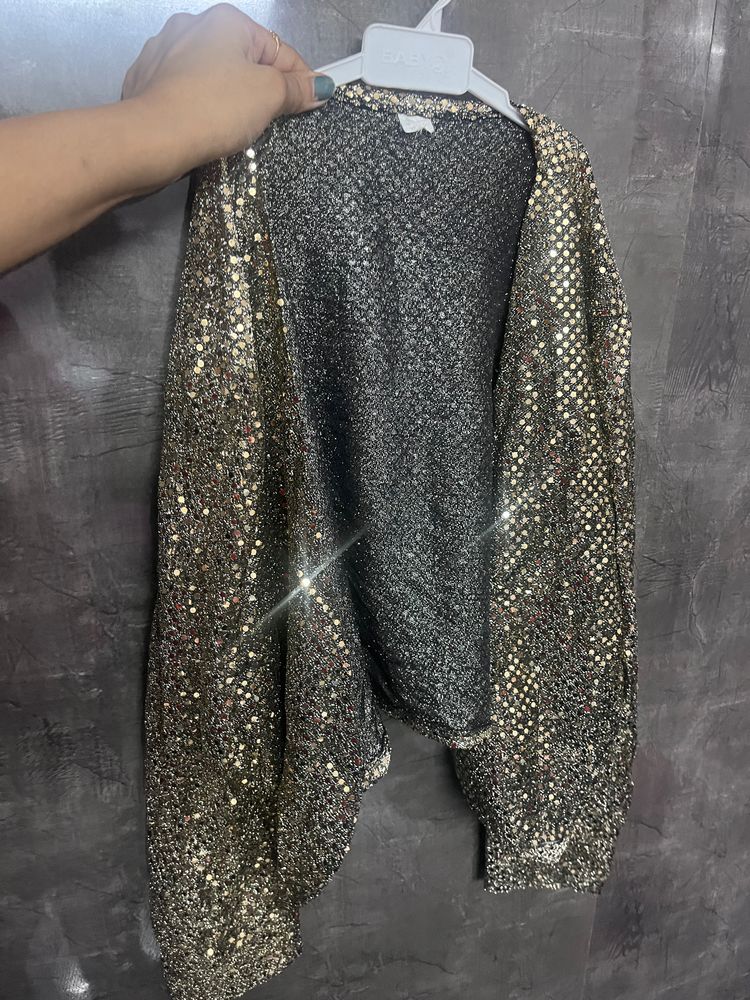 Sequin Front Open Jacket/Shrug
