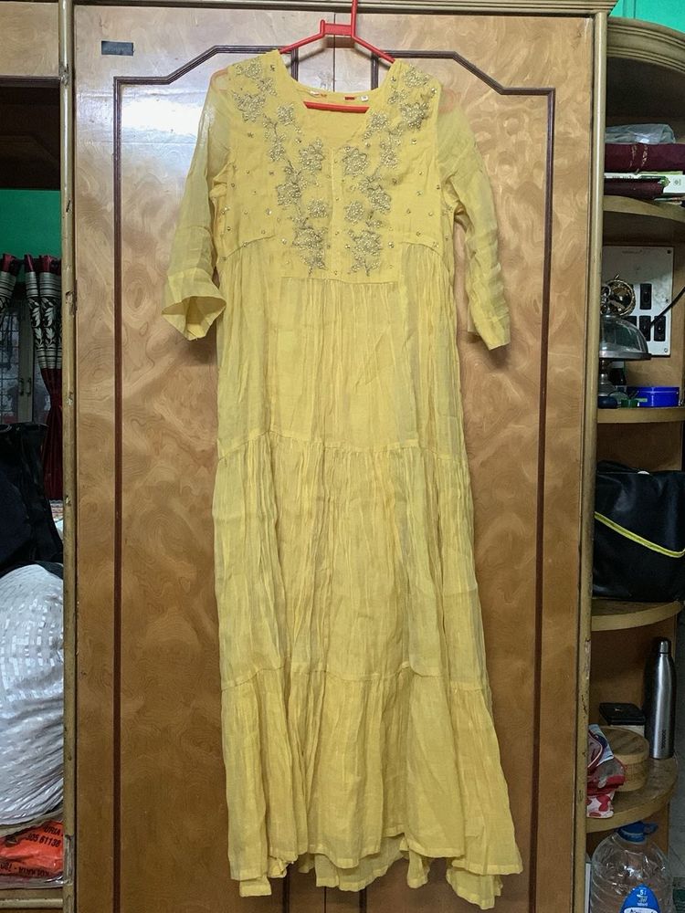 Yellow Embellished Long Gown