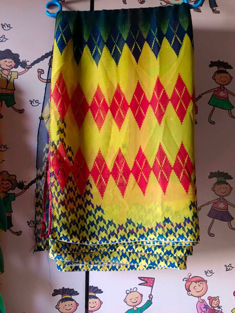Yellow Diamond Print Saree