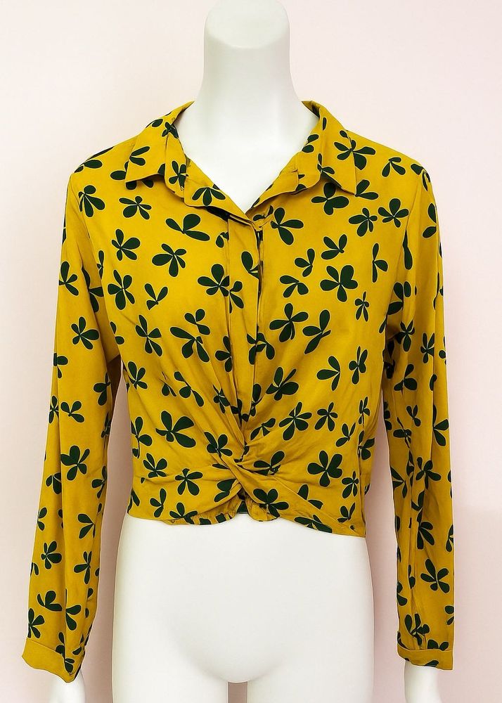 Floral Knot-Front Crop Top
