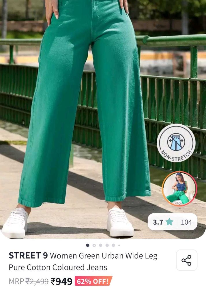 💚Brand New Street9 Green Wide Leg Jeans