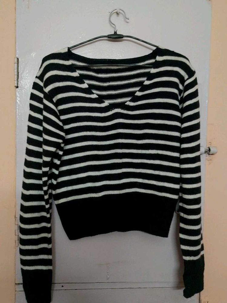 Striped V-Neck Sweater