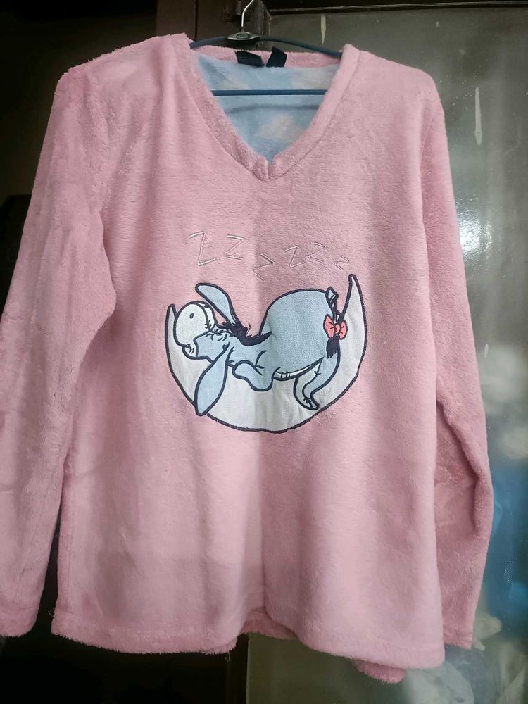 Beautiful Pink Towel Fabric Sweatshirt In Xl Size