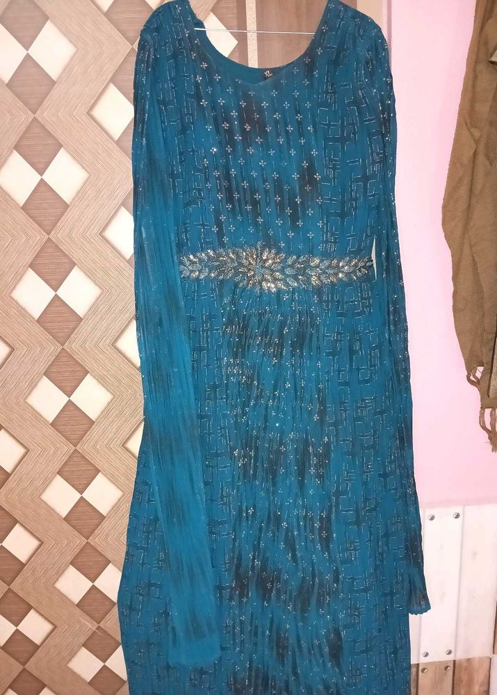 Elegant Teal Embellished Dress