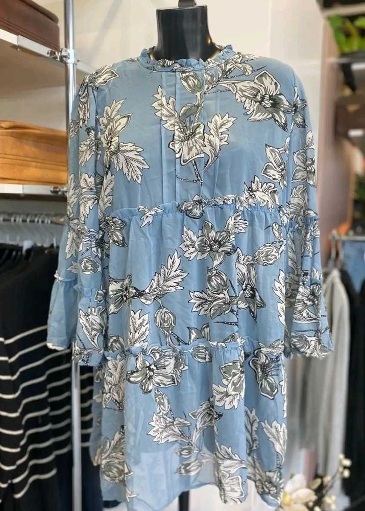 Floral Print Tiered Mini Dress