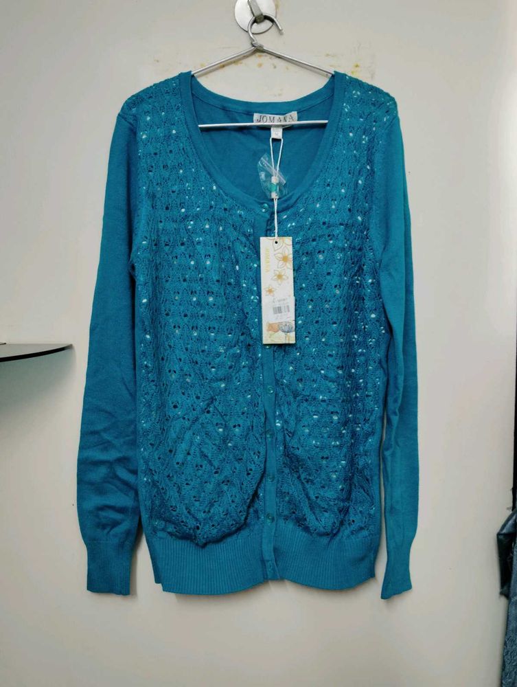 Teal Embellished Cardigan